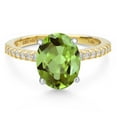 thumbnail image 3 of Gem Stone King 14K Two Tone Gold Green Peridot and Lab Grown Diamond Engagement Ring for Women | 3.16 Cttw | Oval 11X9MM | Gemstone August Birthstone | Size 6, 3 of 6
