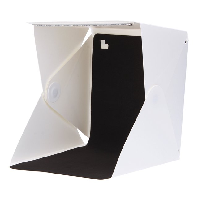Mini estudio fotográfico portátil jixopn con luz incorporada y fondo para fotografía