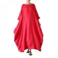 thumbnail image 1 of Robes Amples pour Femmes Grande Taille Manches Mi-Longues Col Rond Longueur Cheville Vestido Femme Mode Automne Décontracté Plage Fête Robe Blanc TG, 1 of 6