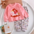 thumbnail image 1 of Pyjamas de Noël pour Enfants Père Noël Col Rond Manches Longues Haut Pantalon Pyjama de Vacances Imprimé Melon D\'eau Rouge Ensemble de Pyjamas pour Filles 6-7 Ans, 1 of 3
