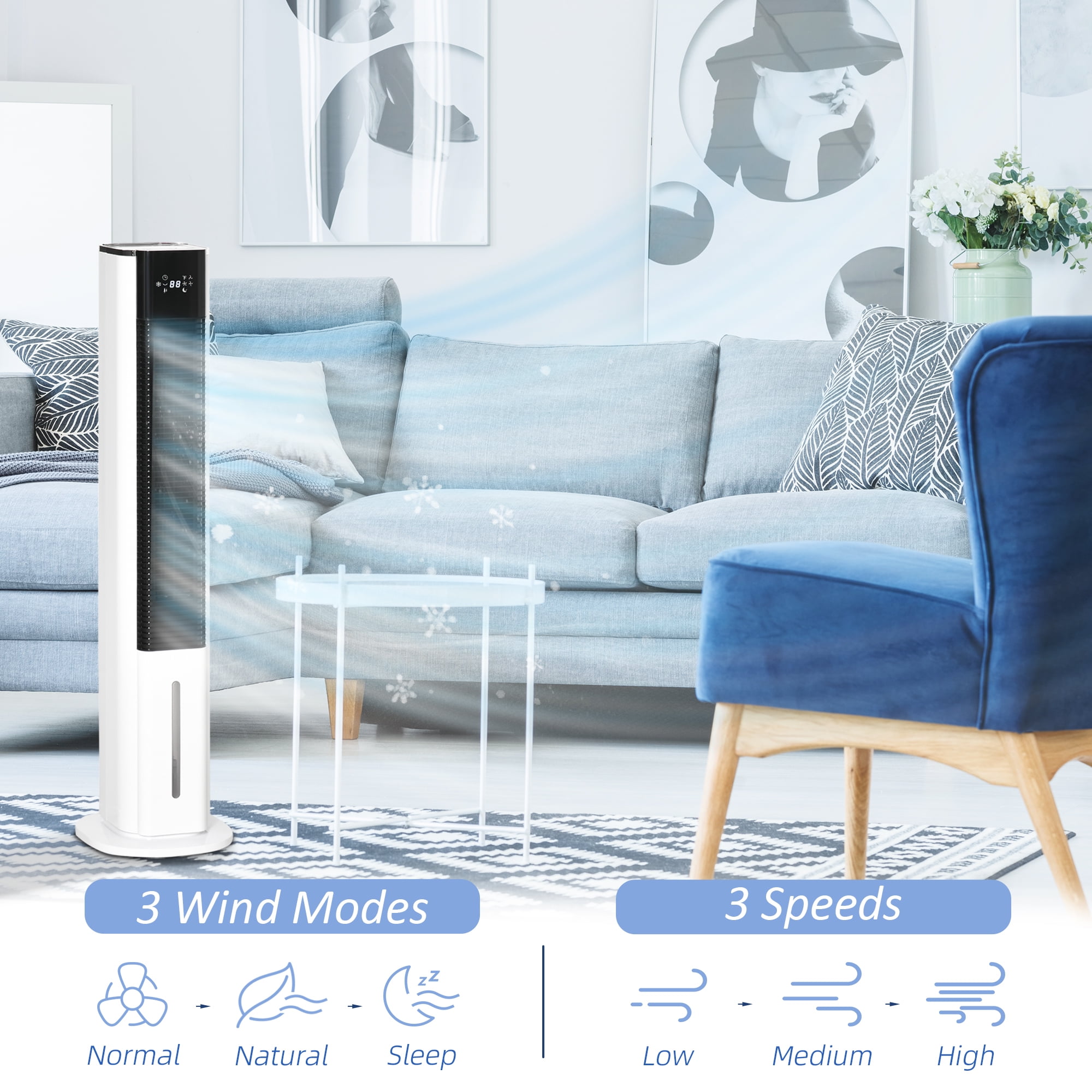 VIVOHOME Portable Evaporative Air Cooler 110V 65W Fan Humidifier with LED  Display and Remote Control Ice Box for Indoor Home Office Dorms ETL Listed