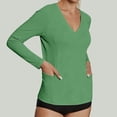 thumbnail image 4 of Wensltd Women Solid Color Sun Protection Long Sleeve Shirts V Neck Pullover Style with Side Pockets Soft Shirts, 4 of 6