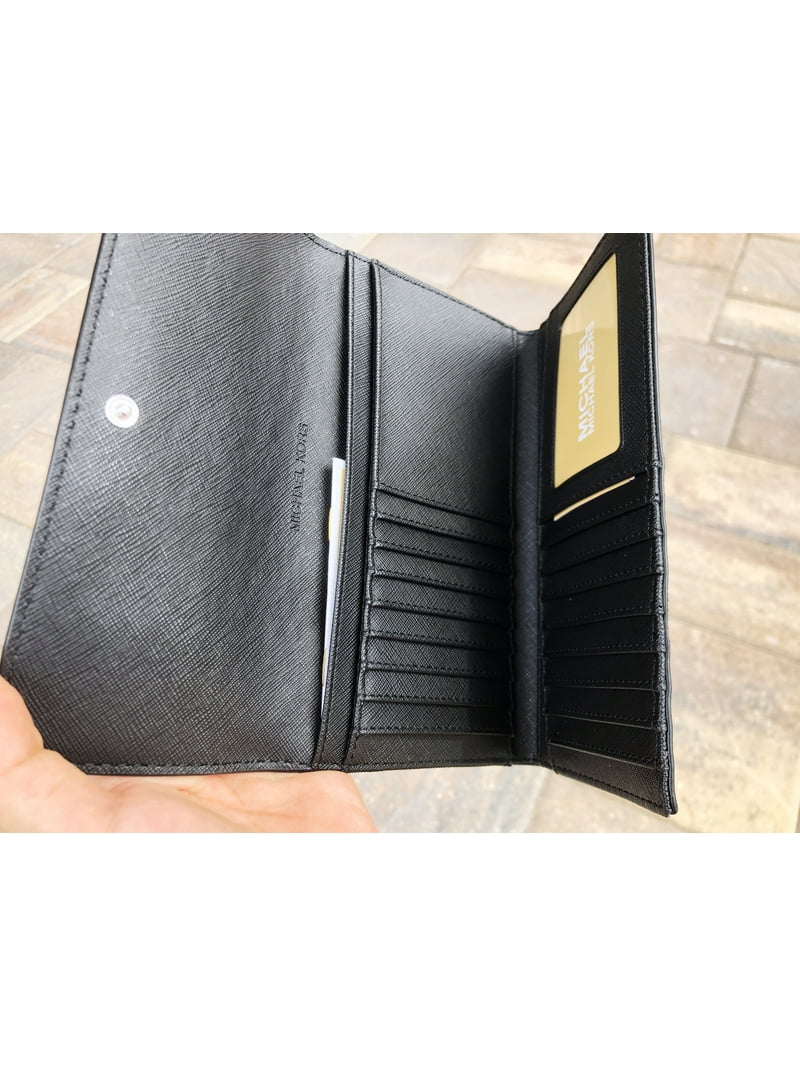MICHAEL KORS TRIFOLD COIN WALLET ブラック Michael Kors Trifold Wallet, Black Signature, Saffiano