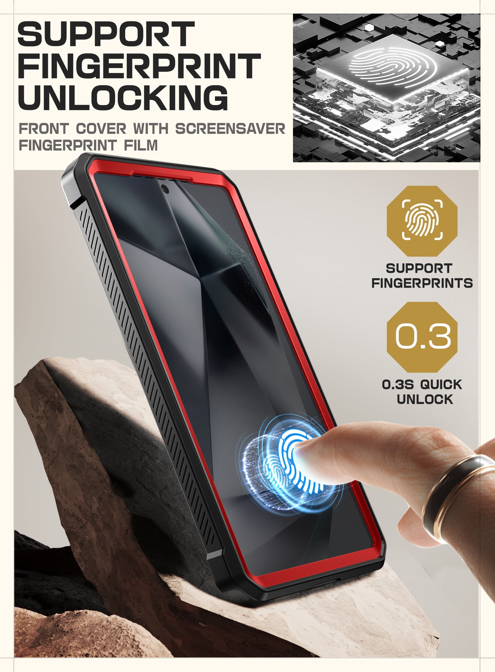 SUPCASE for Samsung Galaxy S25 Ultra Case with Stand, [Unicorn Beetle Pro] [2 Front Frames] [Built-in Screen Protector & Belt-Clip] Military-Grade Protection Phone Case for Galaxy S25 Ultra, Ruddy