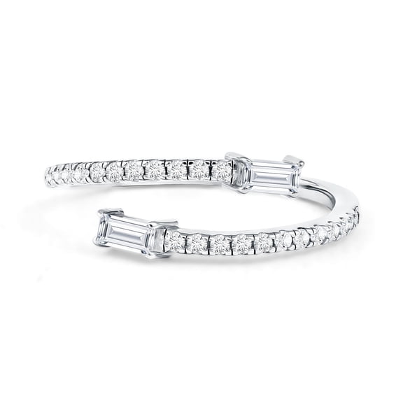 Rosec Jewels Certified Lab Grown Diamond Promise Ring for Women - EF-VS Grade - Diamond Wrap Ring - Ready to Gift with Jewelry Box, 925 Sterling Silver, US 4.00