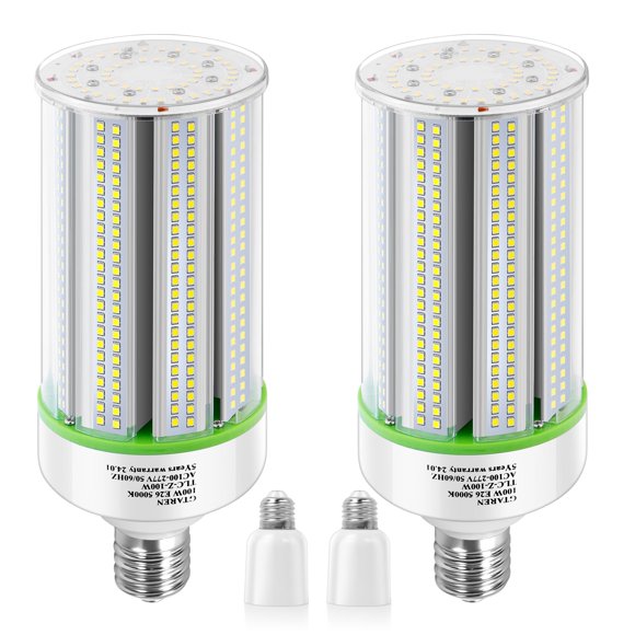 2-Pack 100W LED Corn Bulbs,5000K,AC110-277V,14000lm,E26/E39 Base,LED Replacement Metal Halide HID CFL for Commercial Industrial Lighting Warehouse High Bay Light Fixture Garag