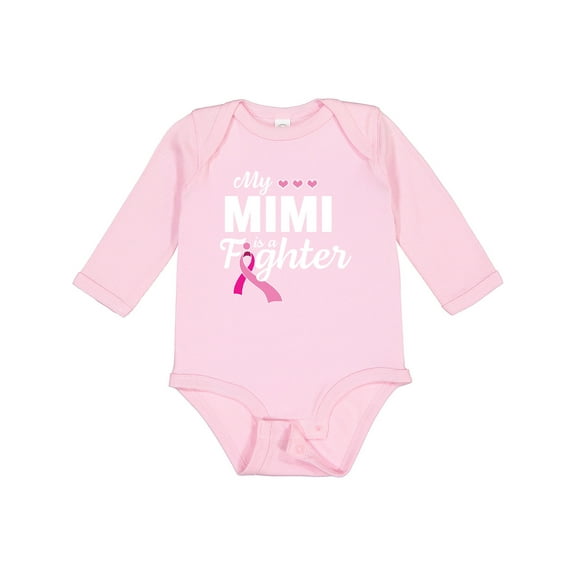 Inktastic Breast Cancer Awareness My Mimi is a Fighter Boys or Girls Long Sleeve Baby Bodysuit