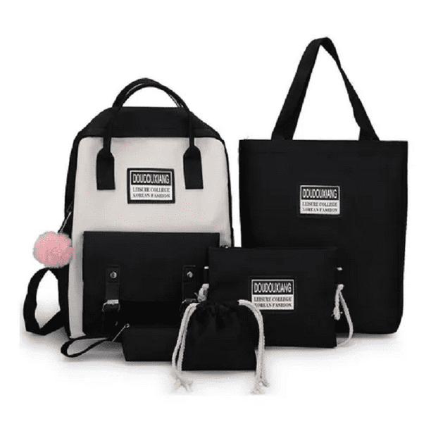 Set de 5 Mochilas y Bolsas Escolares Malubero Negro Malu1270