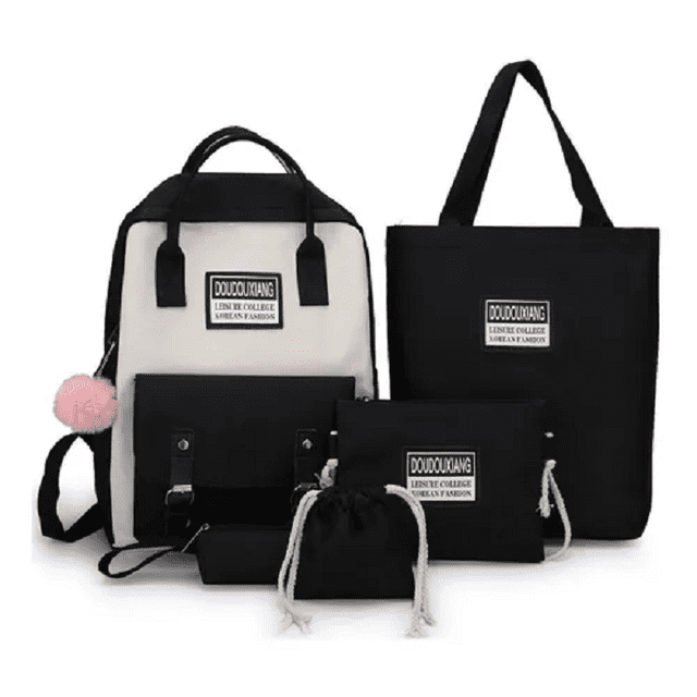 Set de 5 Mochilas y Bolsas Escolares Malubero Negro Malu1270