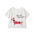 thumbnail image 1 of Camiseta holgada con estampado de perro para mujer, pijama de algodón, Top corto, sombrero de Papá Noel, Dachshund de Navidad, T7N001, novedad, 1 of 4
