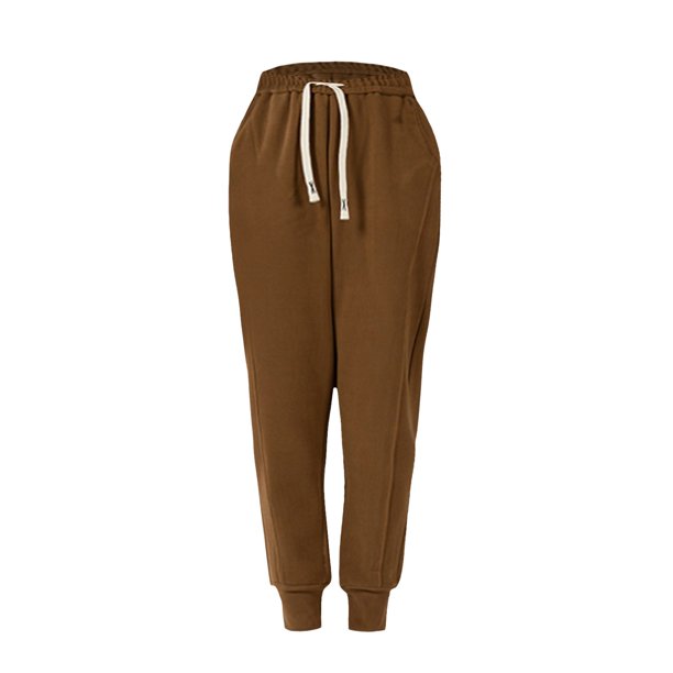 Pantalones de viento Gibobby para Mujer de otoño e Invierno con cerrados cintura alta holgados gruesos Café L