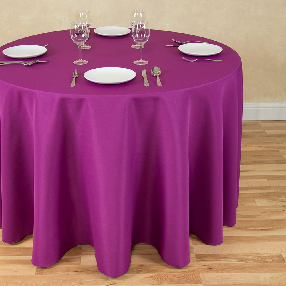 108 in. Round Polyester Tablecloth Purple Wine