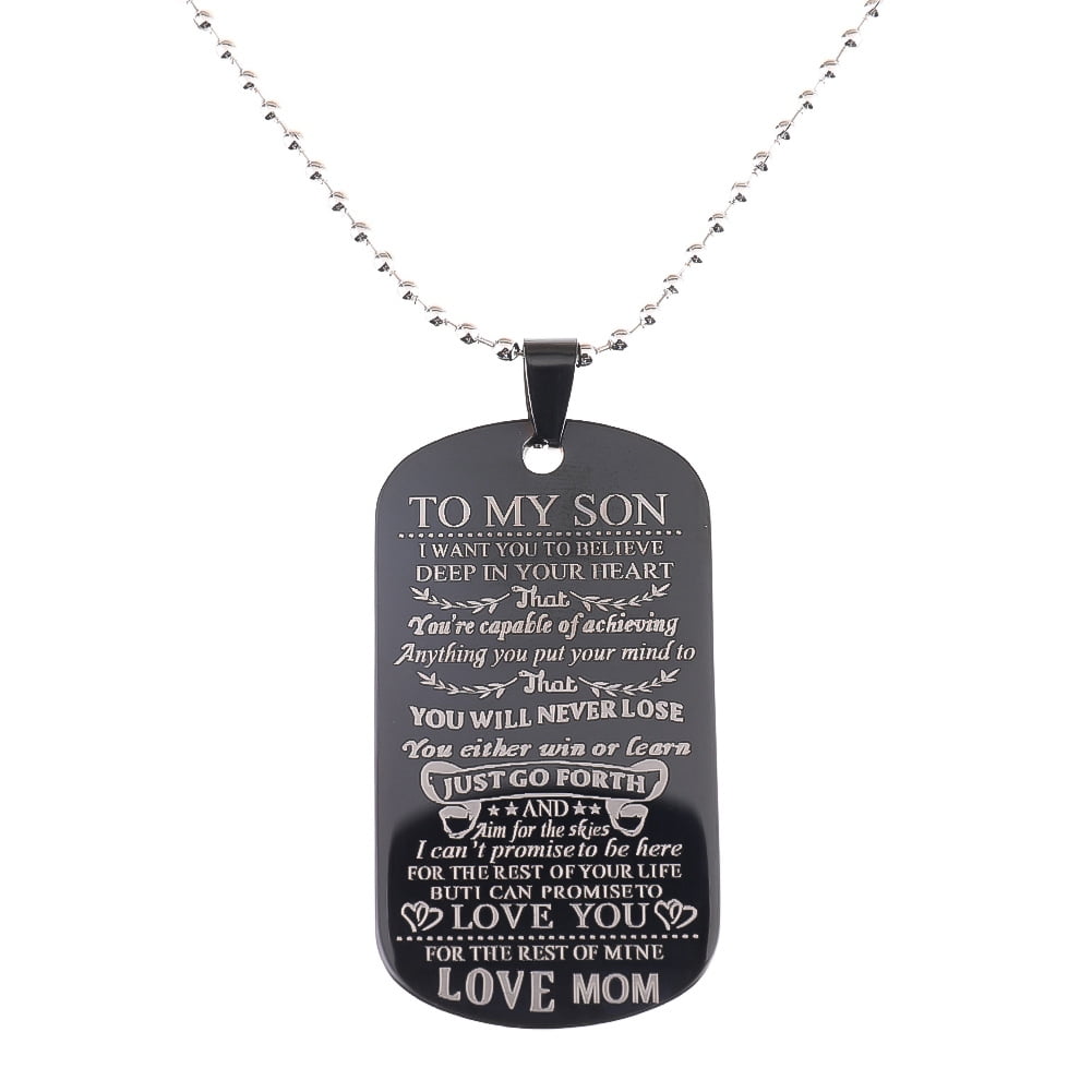 Personalized Custom Stainless Steel Dad Mom to Son Daughter Dog Tag Necklace Military Mens Inspirational Jewelry Pendant Love Birthday Gifts Zysta Free Engraving