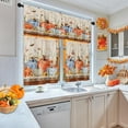 thumbnail image 3 of Pumpkin Orange Blue Kitchen Curtains Fall Retro Window Curtains Valance and Tier Set 36 Inch, Autumn Botanical Rod Pocket Short Tier Curtain for Room, Rustic Small Cafe Kitchen Decor, 3 of 6