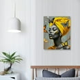 thumbnail image 3 of GOSMITH  African Canvas Wall Art Arican American Woman with Yellow Hair Colorful Butterfly Canvas Art Wall Decor Yellow Grey Decor for Living Room Bedroom Bathroom Home Decor Ready to Hanging, 3 of 4