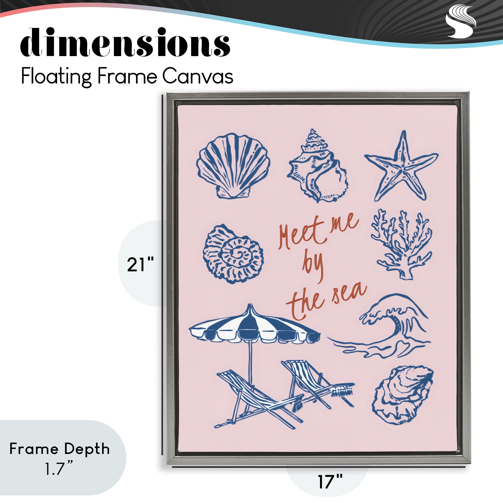 Stupell Industries Meet Me By The Sea Gray Framed Floater Canvas Wall Art, design by The Prints Vibe