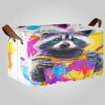 thumbnail image 2 of 2Pack Waterproof Foldable Storage Basket Medium, Metal Frame & Hollow Board Support, for Clothes and Toy Organization Graffiti-painting Raccoon, 2 of 8