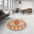 thumbnail image 4 of Ahgly Company Machine Washable Indoor Round Traditional Chestnut Red Area Rugs, 4' Round, 4 of 7