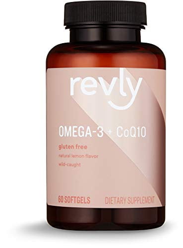 Revly Omega 3 Wild-caught Fish Oil + CoQ10 60 Softgels Natural Lemon Flavor  EPA & DHA Omega-3 fatty acids