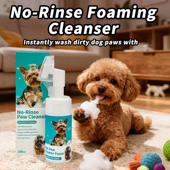 Pet Paw Cleaner Foam 100Ml, No-Rinse Foot Care With Gentle Cleansing Formula, For Dogs Cats, Foot Hygiene & Grooming
