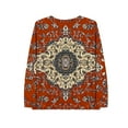 thumbnail image 3 of Womens Tops Plus Size Long Sleeve Floral Printing V-neck Casual Loose T-shirt Top Wine, 3 of 4