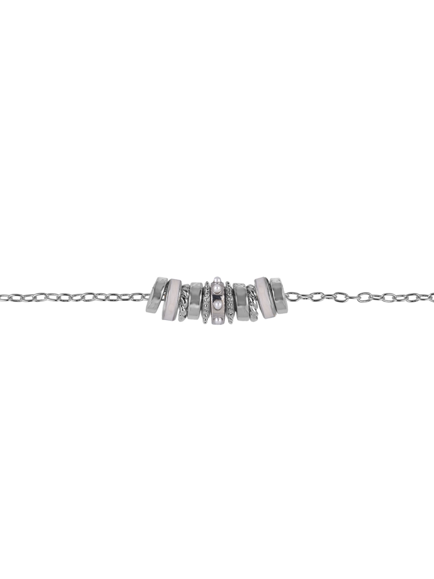 Time and Tru Silvertone Chain with Pearl Birthstone "June" Necklace