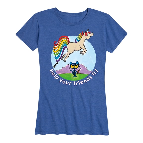 Pete The Cat - Unicorn Help Your Friends Fly - Women's Short Sleeve Graphic T-Shirt