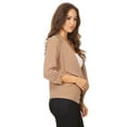 thumbnail image 4 of Women's Fitted Waist Length Jacket Open Front Draped Neck Ruched Sleeves, 4 of 6