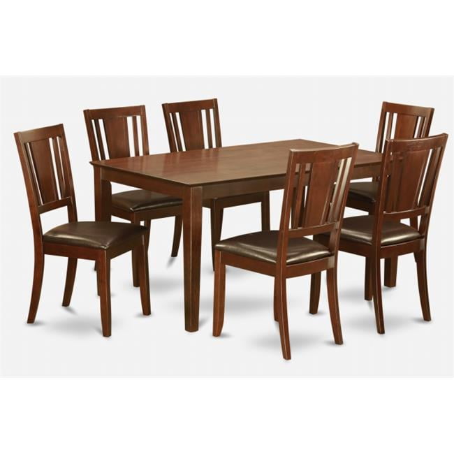 East West Furniture Set Sala Da Pranzo 3 Pezzi Yarmouth - Tavolo Rettangolare E 2 Sedie In Ecopelle, Mogano