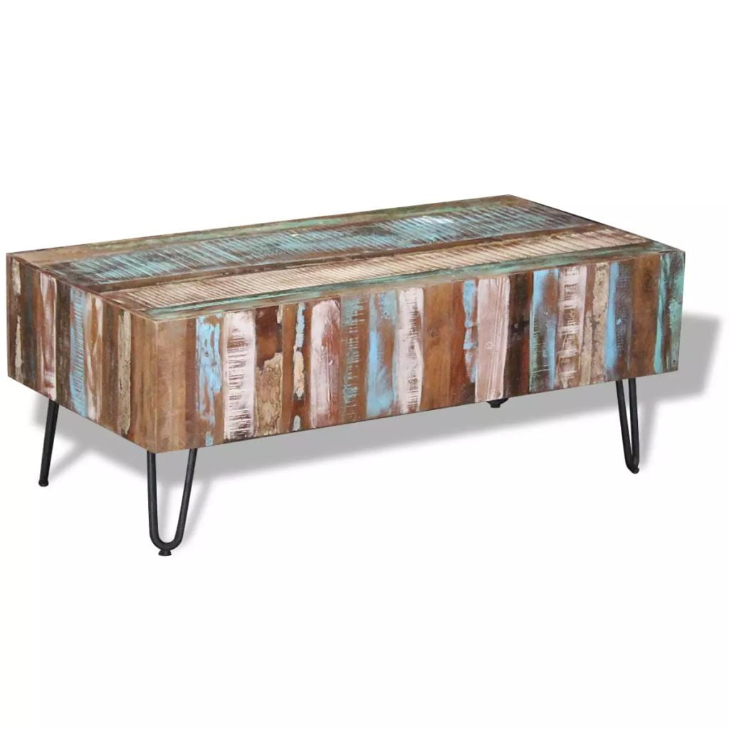 Kepooman Modern Rectangle Solid Reclaimed Wood Side End Accent Table for Bedroom Living Room, 39.4" x 19.7" x 15", Multi-color Kepooman Modern Rectangle Solid Reclaimed Wood Side End Accent Table for Bedroom Living Room, 39.4" x 19.7" x 15", Multi-color