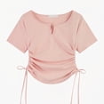 thumbnail image 5 of YHAJDS Short Sleeve Shirts for Women Basic Tees Spring Round Neck Solid Color Casual Pullover Tee, 5 of 5
