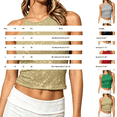 thumbnail image 3 of BODOAO Women's Sequin Halter Crop Top Sleeveless Sparkly Tank Shirt, Slim Fit Shimmer Camisole for Party Club Night Out Concert Festival Rave Outfits Black L, 3 of 6