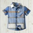 thumbnail image 2 of Kaemgyyd 3 M-14 T Boy's Toddler Button down Shirt Infant Newborn Summer Clothes Casual Short Sleeve Plaid Collar Pockets Cotton Tops, 2 of 7