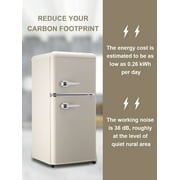GGTB 3.0 Cu.ft Retro Cream Mini Fridge with Freezer, Double Door Compact Refrigerator for Dorm Apartment Office