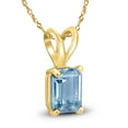 thumbnail image 2 of SZUL Women's 14K Yellow Gold 6x4MM Emerald Shaped Aquamarine Pendant, 2 of 5