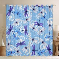 Homewish Flying Dragonflies Black Out Curtains for Boys Girls,Chic Floral Dandelion Curtains Pack of 2 (42x63 Each),Mother'S Day Gifts Bedroom Curtains,Microfiber Bedroom Decor