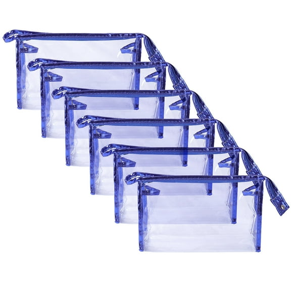 Toptie 6 Pack Women Cosmetic Makeup Zipper Bag Waterproof Transparent Handbag, Travel Toiletry Storage Pouch-Royal Blue