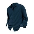 thumbnail image 6 of Qwertyu Mens Corduroy Shirt Long Sleeve Button Down Casual Blouses Plus Size Tops Classic Pacificozy Tshirt for Men Navy 3XL, 6 of 7
