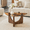 Brown + Walnut + MDF+glass, variant on Creative claw-style triangular-leg round coffee table, approximately 27.5 inches in diameter, featuring a clear tempered glass top and walnut-colored MDF. Perfect as a living room coffee table