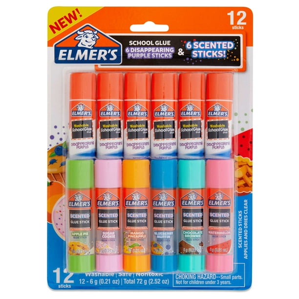 Elmer’s Scented Glue Sticks Variety Pack, Includes Disappearing Purple
