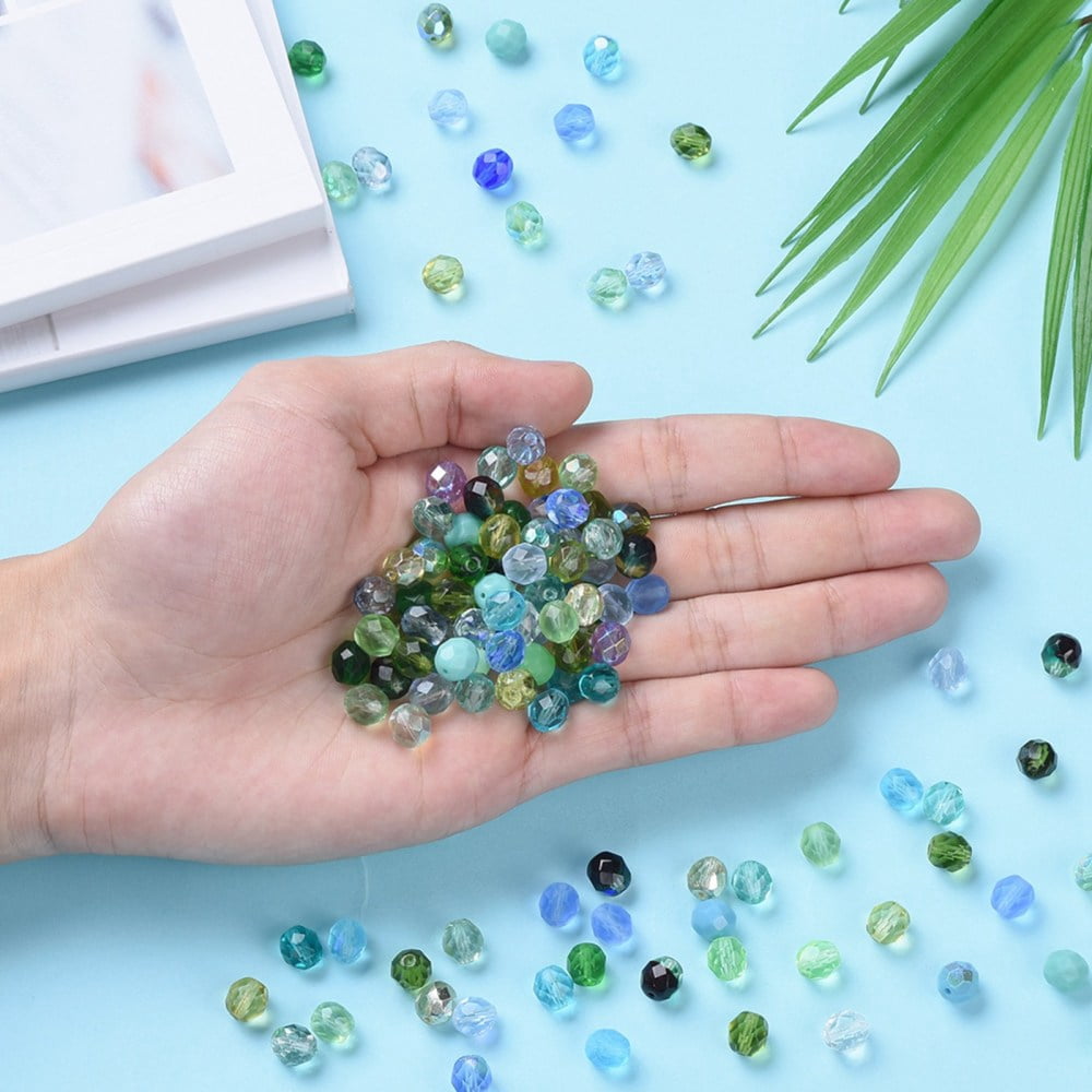 Transparent Czech Glass Beads Faceted Oval Mixed Color 7~7.5x8mm Hole: 1mm about 240pcs/bag