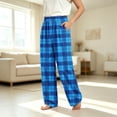 thumbnail image 4 of DJDLJWCJ Boys Casual Pants Elastic Waist Plaid Print Straight Leg Pants Comforty Lightweight Long Trousers Navy Size 4T, 4 of 7