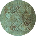thumbnail image 1 of Ahgly Company Indoor Round Oriental Light Blue Industrial Area Rugs, 3' Round, 1 of 4