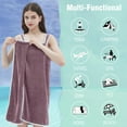 thumbnail image 4 of 1 Wearable Bath Towel, Adult Pocket Bow Coral Velvet Bath Dress, Absorbent Quick-drying Bathrobe With Pockets, Bow Decorated Bath Towel, Bathroom Amenities, Wash Cloths, 4 of 9