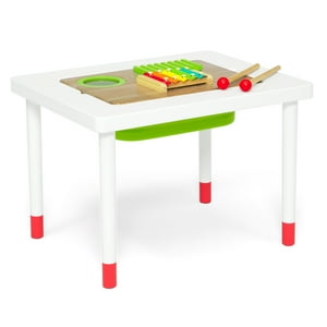 Delta Children Compact Play & Learn Sensory Table – Includes Musical Instruments - Use for Sand Play Sensory or Activity White/Natural