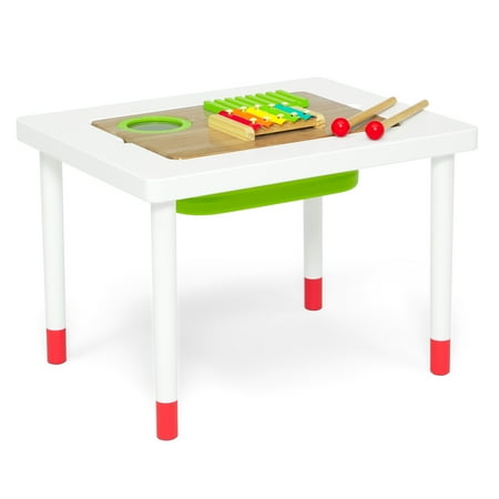 Delta Children Compact Play & Learn Sensory Table – Includes Musical Instruments - Use as Sand Table/Sensory Table/Activity Table White/Natural