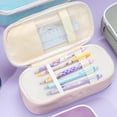 thumbnail image 4 of Macaron Colour Blocking Canvas Pencil Bag Large Capacity Student Kids Pencil Bag Solid Colour Multifunctional Stationery Box Opening Season Gift Stationery Gift, 4 of 7