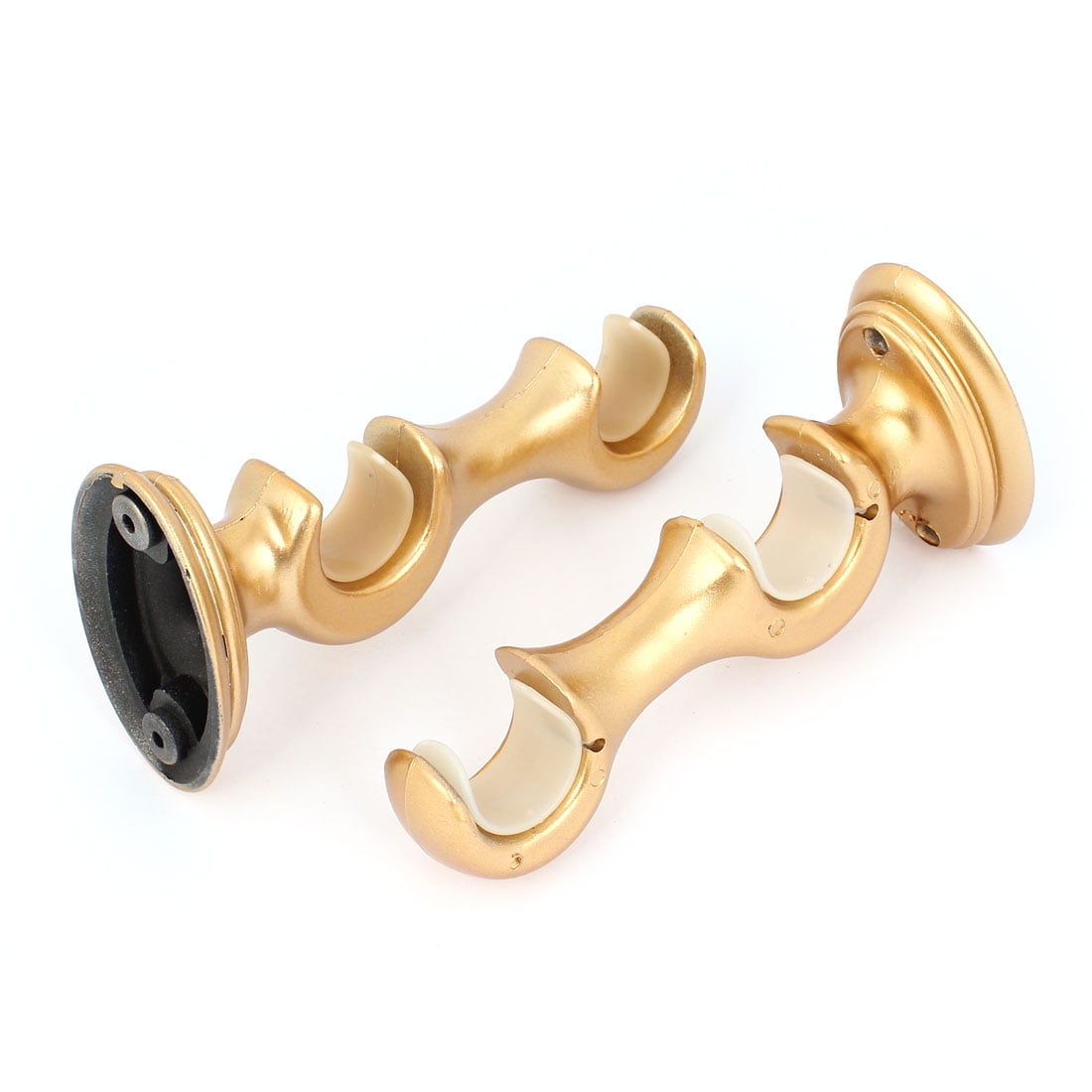 2pcs 1 Dia Double Clips Dry Curtain Rod Wall Mount Bracket Qty