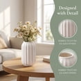 thumbnail image 2 of REGALWOVEN Modern Ceramic Flower Vase Matte Ribbed Vase, Small Decorative Vase for Desktop & Bathroom, Minimalist Centerpiece Bright White 3.5" x 3.5" x 5.9", 2 of 5