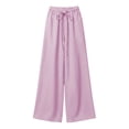 thumbnail image 6 of DeHolifer Women's Striped Pants Pajama Lounge Pants Drawstring Pj Bottoms Wide Leg Trousers with Pocket Pink 2XL, 6 of 6